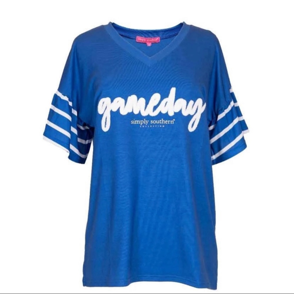 Simply Southern Gameday Ruffle Sleeve Top